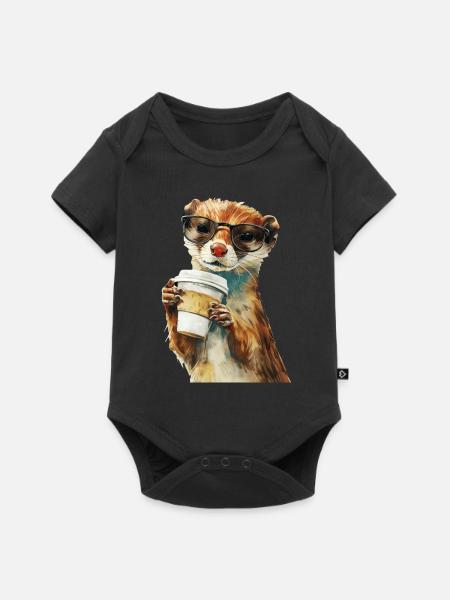 Wiesel Kaffee - Baby Premium Kurzarmbody - Schwarz