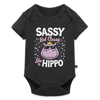 Humour hippopotame, citations sarcastiques, drôle - Body à manches courtes Premium Bébé - noir - Devant