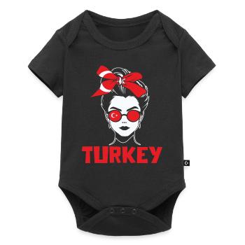 Sports Turquie, Football, Tenue pour Fan de Sport - Body à manches courtes Premium Bébé - noir - Devant