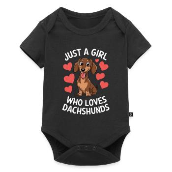 Just a Girl Who Loves Dachshunds - Baby Premium Kurzarmbody - Schwarz - Vorne