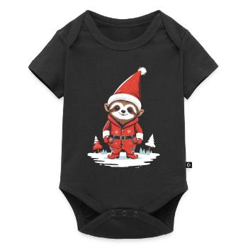 Lazy Santa Claus Sloth Illustration - Baby Premium short-sleeve bodysuit - black - Front