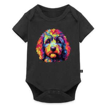 Watercolor Colorful Labradoodle - Baby Premium short-sleeve bodysuit - black - Front