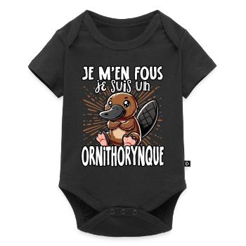 Je m'en fous je suis un ornithorynque - süßes - Baby Premium Kurzarmbody - Schwarz - Vorne