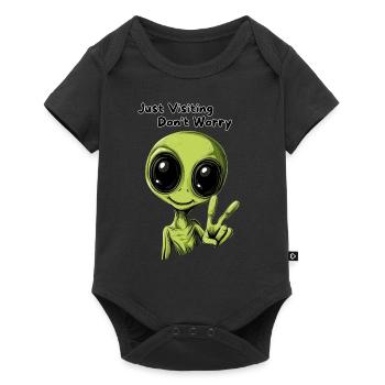 Just Visiting Don't Worry - Funny Alien Design - Baby Premium short-sleeve bodysuit - black - Front