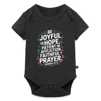 Soyez joyeux dans l’espérance, patients dans l’affliction, fidèles - Body à manches courtes Premium Bébé - noir - Devant