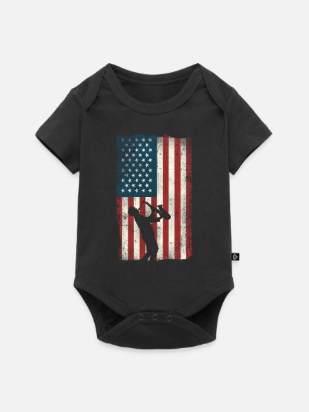 Saxophone American Flag - Baby Premium Kurzarmbody - Schwarz