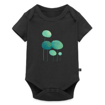 Blätter mit Tautropfen Feuilles avec gouttes de rosée - Body à manches courtes Premium Bébé - noir - Devant