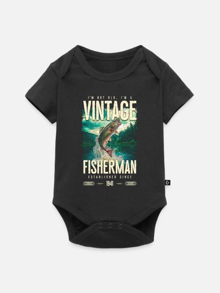 Vintage-taimenen kalastajan kalastussyntymäpäivä 1941 - Premium kortærmet baby-body - sort