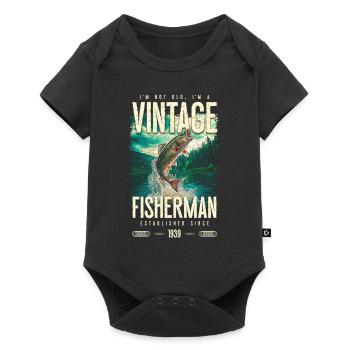 Vintage Forelle Fischer Angeln Geburtstag 1939 - Baby Premium Kurzarmbody - Schwarz - Vorne