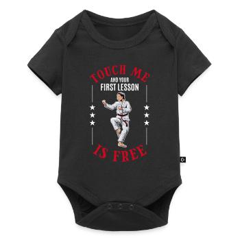 Touch me and your first lesson is free - Karate - Baby Premium short-sleeve bodysuit - black - Front