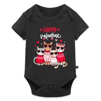 Saint-Valentin Chat Chat Chat Maman Chat Amoureux Fun - Body à manches courtes Premium Bébé - noir - Devant