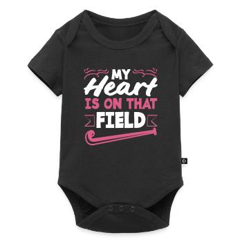 My heart beats for field hockey players - Baby Premium short-sleeve bodysuit - black - Front