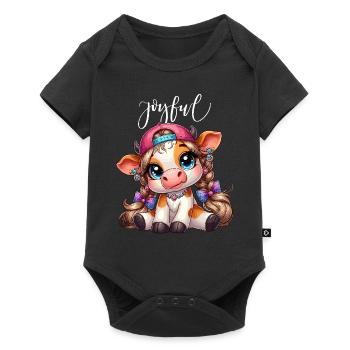Vache Veau Casquette De Basket-ball Mignon Carnaval Enfants - Body à manches courtes Premium Bébé - noir - Devant