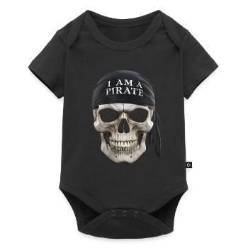 skull i am a pirate bandana - Baby Premium short-sleeve bodysuit - black - Front