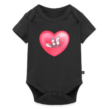 Mignon luge d’hiver coeur ballon mignon - Body à manches courtes Premium Bébé - noir - Devant