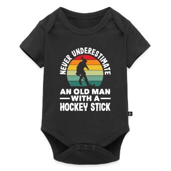 Never underestimate an old field hockey player - Baby Premium short-sleeve bodysuit - black - Front