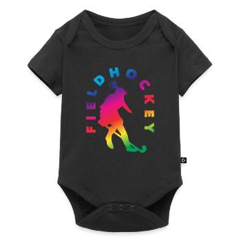 Field Hockey Player Silhouette Rainbow Effect - Baby Premium short-sleeve bodysuit - black - Front