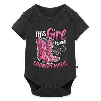 This girl loves country music Pink Cowboy Boots - Baby Premium short-sleeve bodysuit - black - Front