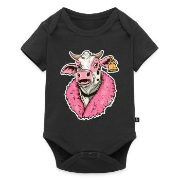 Vache à la mode en veste rose - Body à manches courtes Premium Bébé - noir - Devant