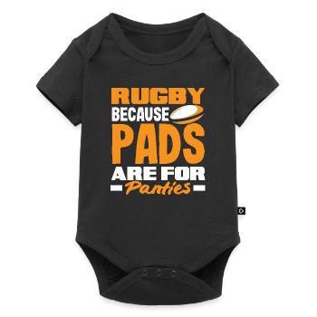 Rugby Spieler Weil Pads Für Höschen Sind - Baby Premium Kurzarmbody - Schwarz - Vorne