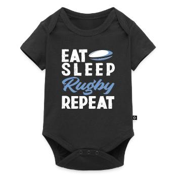 Manger dormir Joueur de rugby Répéter - Body à manches courtes Premium Bébé - noir - Devant