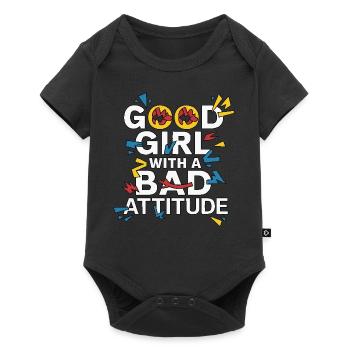 Une bonne fille avec une mauvaise attitude - Body à manches courtes Premium Bébé - noir - Devant