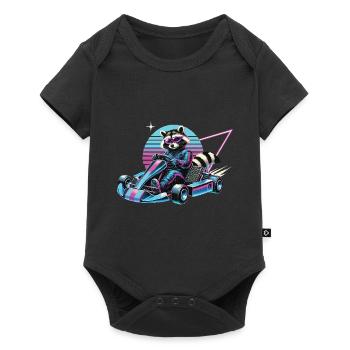 Aventure de karting au raton laveur dans le style Vaporwave - Body à manches courtes Premium Bébé - noir - Devant