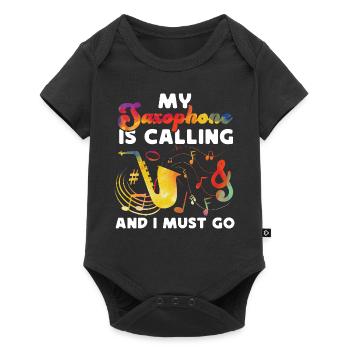 Saxophone My Saxophone Is Calling - Baby Premium Kurzarmbody - Schwarz - Vorne
