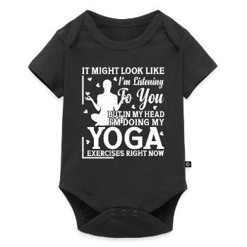 Mais dans ma tête, je fais mes exercices de yoga - Yoga - Body à manches courtes Premium Bébé - noir - Devant