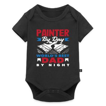 Peintre le jour Meilleur papa la nuit - Body à manches courtes Premium Bébé - noir - Devant