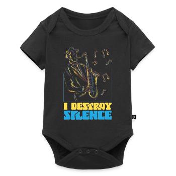 Saxophone I Destroy Silence - Baby Premium Kurzarmbody - Schwarz - Vorne