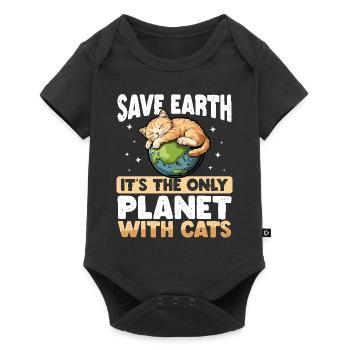 Ist der einzige Planet mit Katzen Earth Day - Baby Premium Kurzarmbody - Schwarz - Vorne