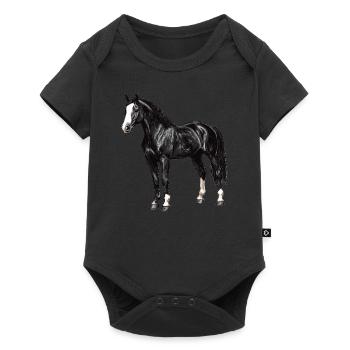 Pferde Pferd - Baby Premium Kurzarmbody - Schwarz - Vorne