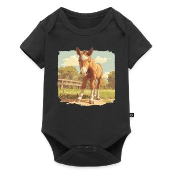 Pferde Pferd - Baby Premium Kurzarmbody - Schwarz - Vorne