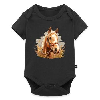 Pferde Pferd - Baby Premium Kurzarmbody - Schwarz - Vorne