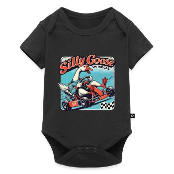 Silly Goose sur l’accélérateur dans un kart - Body à manches courtes Premium Bébé - noir - Devant