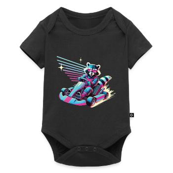 Raton laveur dans le style rétro du karting - Body à manches courtes Premium Bébé - noir - Devant