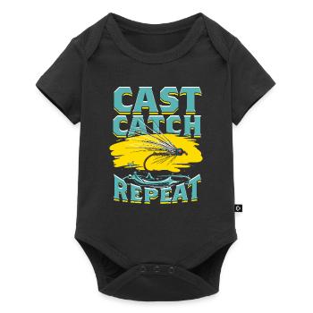 Fly Fishing Fly Angler Cast Catch Repeat - Baby Premium short-sleeve bodysuit - black - Front