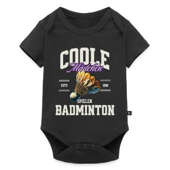 Badminton Mädchen - Baby Premium Kurzarmbody - Schwarz - Vorne