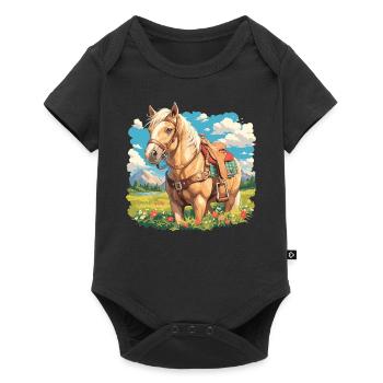 Pferde Pferd - Baby Premium Kurzarmbody - Schwarz - Vorne
