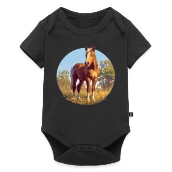 Pferde Pferd - Baby Premium Kurzarmbody - Schwarz - Vorne
