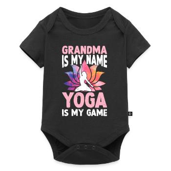 Mamie c’est mon nom Le Yoga c’est mon jeu - Yoga Mamie - Body à manches courtes Premium Bébé - noir - Devant