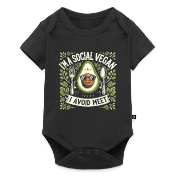 Ich bin ein sozialer Veganer, der Treffen - Baby Premium Kurzarmbody - Schwarz - Vorne
