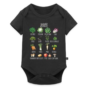 January Pasting of seasonal fruits and vegetables - Baby Premium short-sleeve bodysuit - black - Front
