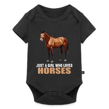 Pferde Pferd - Baby Premium Kurzarmbody - Schwarz - Vorne