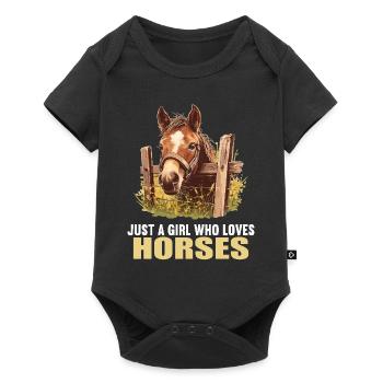 Pferde Pferd - Baby Premium Kurzarmbody - Schwarz - Vorne