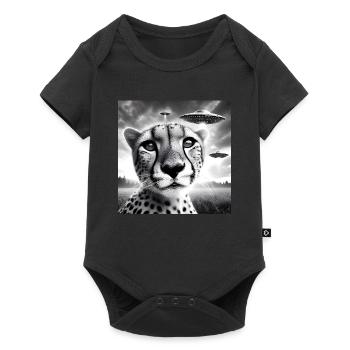 Guépard Funny Graphic Selfie avec des OVNI Étrange Alien - Body à manches courtes Premium Bébé - noir - Devant