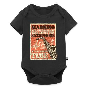 Saxophone Warning This Person May - Baby Premium short-sleeve bodysuit - black - Front