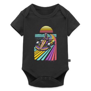 Pilote de karting rétro des années 80 style Vaporwave - Body à manches courtes Premium Bébé - noir - Devant