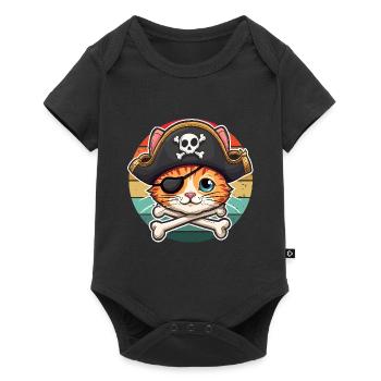 Carnival Pirate Cat Costume Pirate Hat Retro Meow - Baby Premium short-sleeve bodysuit - black - Front